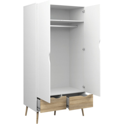 Florence 2 Door 2 Drawer White and Oak Wardrobe - Size: 2 Door, 2 Drawer - Furniture to Go - Wilko - thumbnail 6