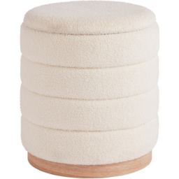 GFW Otis Teddy Boucle Storage Stool - Size: 45 x 40 x 37cm - Cream - Wilko - thumbnail 3