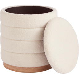 GFW Otis Teddy Boucle Storage Stool - Size: 45 x 40 x 37cm - Cream - Wilko - thumbnail 4