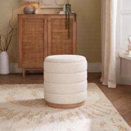 GFW Otis Teddy Boucle Storage Stool - Size: 45 x 40 x 37cm - Cream - Wilko - thumbnail 6