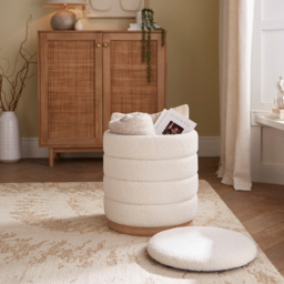 GFW Otis Teddy Boucle Storage Stool - Size: 45 x 40 x 37cm - Cream - Wilko - thumbnail 7