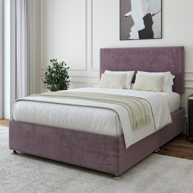 Bedmaster Double Mauve Naples Linen Divan Base with Valencia Headboard - Brown - Wilko - image 1