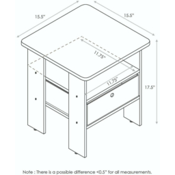 Walplus Andrey Single Drawer Single Shelf Sonoma Oak and Ivory End Table - Size: 39.37 x 44.45 x 39.37cm - Brown - Wilko - thumbnail 7