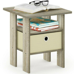 Walplus Andrey Single Drawer Single Shelf Sonoma Oak and Ivory End Table - Size: 39.37 x 44.45 x 39.37cm - Brown - Wilko - thumbnail 6