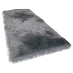 Living and Home Grey Rectangle Soft Shaggy Rug 100 x 180cm - Wilko - thumbnail 1