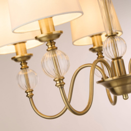 Lighting Collection Goodwin 5 Light Antique Brass Ceiling Pendant - Size: 47 x 29.5 x 63cm - Antique Brass and Clear - Wilko - thumbnail 5