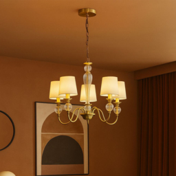 Lighting Collection Goodwin 5 Light Antique Brass Ceiling Pendant - Size: 47 x 29.5 x 63cm - Antique Brass and Clear - Wilko - thumbnail 3