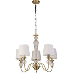 Lighting Collection Goodwin 5 Light Antique Brass Ceiling Pendant - Size: 47 x 29.5 x 63cm - Antique Brass and Clear - Wilko