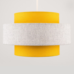 ValueLights Weaver Mustard and Grey Herringbone Ceiling Lamp Shade - Size: 30 x 17.5 x 30cm - Yellow - Wilko - thumbnail 4