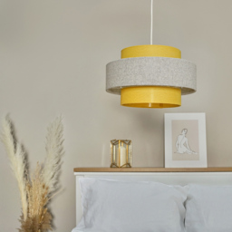 ValueLights Weaver Mustard and Grey Herringbone Ceiling Lamp Shade - Size: 30 x 17.5 x 30cm - Yellow - Wilko - thumbnail 7