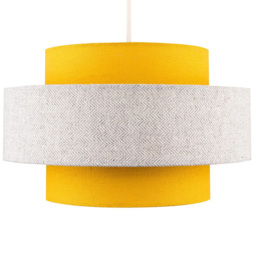 ValueLights Weaver Mustard and Grey Herringbone Ceiling Lamp Shade - Size: 30 x 17.5 x 30cm - Yellow - Wilko
