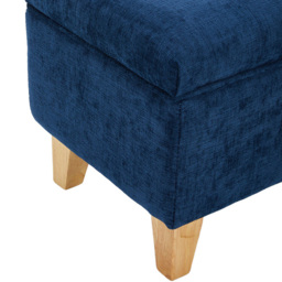 Living and Home Blue Chenille Upholstered Storage Ottoman - Size: 36 x 49 x 33cm - Wilko - thumbnail 4