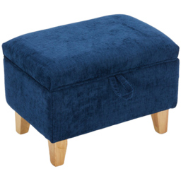 Living and Home Blue Chenille Upholstered Storage Ottoman - Size: 36 x 49 x 33cm - Wilko - thumbnail 3
