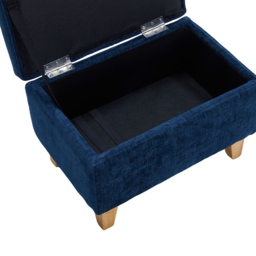 Living and Home Blue Chenille Upholstered Storage Ottoman - Size: 36 x 49 x 33cm - Wilko - thumbnail 7
