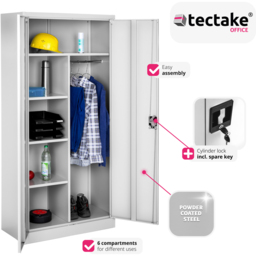 Tectake Grey Filing Cabinet with 6 Shelves and Rails - Size: 180 x 40 x 80cm - Wilko - thumbnail 5