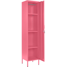 MMT Furniture Designs Single Door Pink Metal Tall Locker Cabinet - Size: 180 x 38.5 x 38.5cm - Wilko - thumbnail 4