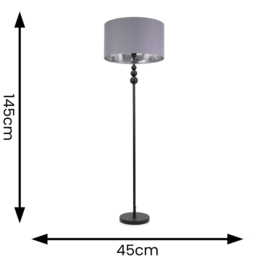 ValueLights Marissa Grey and Chrome Shade Black Ball LED Floor Lamp - Size: 145 x 45 x 45cm - Wilko - thumbnail 6