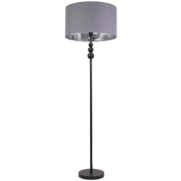 ValueLights Marissa Grey and Chrome Shade Black Ball LED Floor Lamp - Size: 145 x 45 x 45cm - Wilko