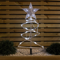 Samuel Alexander 4 Pack White Spiral LED Christmas Tree Garden Path Light - Size: 45 x 20 x 5cm - Wilko - thumbnail 3