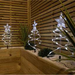 Samuel Alexander 4 Pack White Spiral LED Christmas Tree Garden Path Light - Size: 45 x 20 x 5cm - Wilko - thumbnail 4