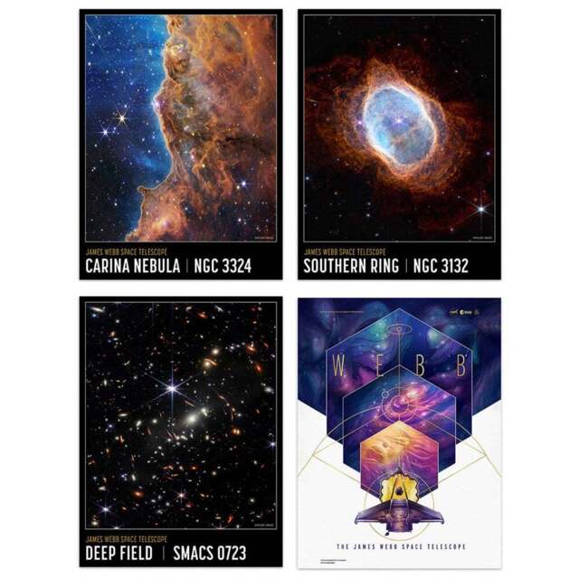 Artery8 NASA James Webb Space Telescope Images Carina Southern Ring Wall Art Print 30 x 41cm 4 Pack - Size: 40.5 x 30.5 x 0.3cm - Multi - Wilko - image 1