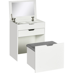 Portland 2 Drawer White Dressing Table Set with Mirror - Size: 114 x 40 x 60cm - Wilko - thumbnail 3