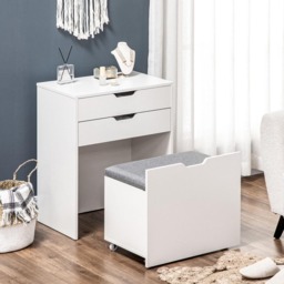 Portland 2 Drawer White Dressing Table Set with Mirror - Size: 114 x 40 x 60cm - Wilko - thumbnail 6
