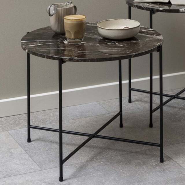 Florence Avila Brown Marble Top Side Table - Furniture To Go - Wilko - image 1