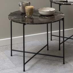 Florence Avila Brown Marble Top Side Table - Furniture To Go - Wilko