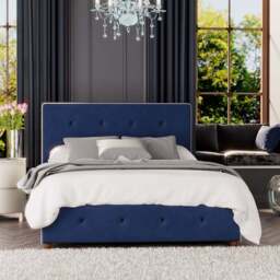 Laurence Llewelyn-Bowen Hesper Double Navy Plush Velvet Ottoman Bed - Blue - Wilko - thumbnail 1
