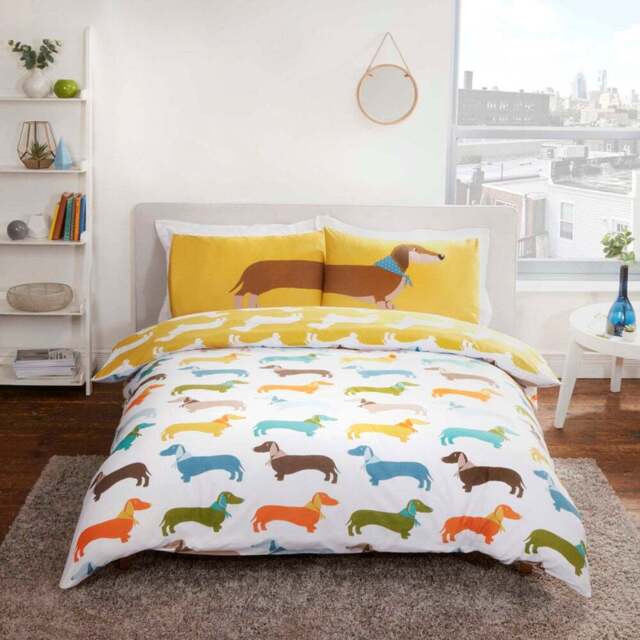 Rapport Home Sausage Dog Double Multicolour Reversible Duvet Set - Wilko - image 1