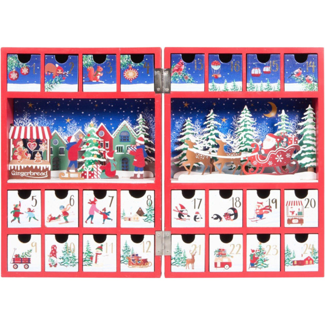 Traditonal LED Book Advent Calendar Red - Wilko - image 1