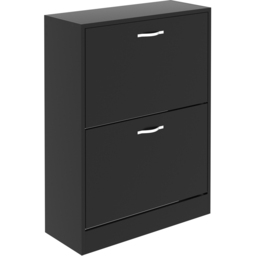 Vida Designs 2 Drawer Black Shoe Cabinet - Size: 24 x 60 x 80cm - Wilko - thumbnail 3