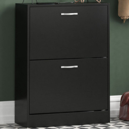 Vida Designs 2 Drawer Black Shoe Cabinet - Size: 24 x 60 x 80cm - Wilko