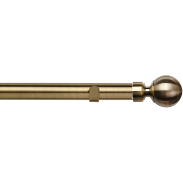 New Edge Blinds 190cm Fixed Length Antique Brass Eyelet Metal Curtain Pole Set with Met Ball Finial - Wilko - image 1