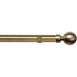 New Edge Blinds 190cm Fixed Length Antique Brass Eyelet Metal Curtain Pole Set with Met Ball Finial - Wilko - thumbnail 1
