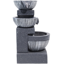 Living and Home Solar Powered 3-Tier Dark Grey Rockery Fountain - Size: 46.5x28x26cm - Black - Wilko - thumbnail 4