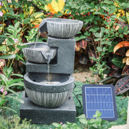 Living and Home Solar Powered 3-Tier Dark Grey Rockery Fountain - Size: 46.5x28x26cm - Black - Wilko - thumbnail 3