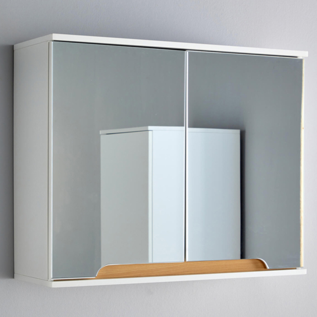 Home Source Florence 2 Door White Hanging Bathroom Mirror Cabinet - Size: 49.4 x 60 x 20cm - Wilko - image 1
