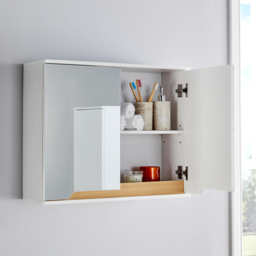 Home Source Florence 2 Door White Hanging Bathroom Mirror Cabinet - Size: 49.4 x 60 x 20cm - Wilko - thumbnail 6