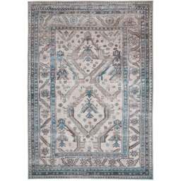 Kukoon Traditional Bordered Medallion Beige Grey Washable Rug 120 x 170cm - Blue - Wilko
