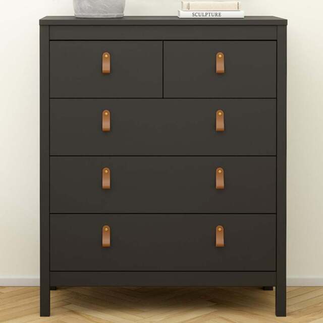 Florence Barcelona 5 Drawer Matt Black Chest of Drawers - Wilko - image 1