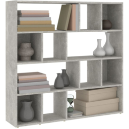 vidaXL 12 Shelf Concrete Grey Bookcase - Wilko - thumbnail 4