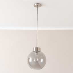 ValueLights Bellamy Smoked Glass Globe Brushed Chrome Cap LED Ceiling Pendant Light - Size: 134.5 x 25 x 25cm - Silver - Wilko - thumbnail 4