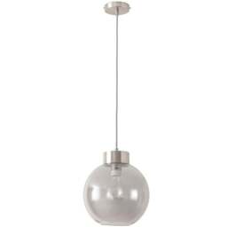 ValueLights Bellamy Smoked Glass Globe Brushed Chrome Cap LED Ceiling Pendant Light - Size: 134.5 x 25 x 25cm - Silver - Wilko - thumbnail 1