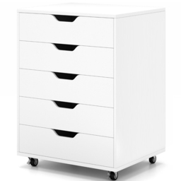 Costway 5 Drawer White Chest of Drawers with Lockable Wheels - Wilko - thumbnail 3