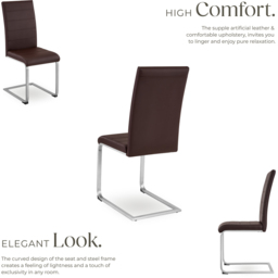 tectake Set of 2 Cappuccino Cantilever High Backrest Dining Chair - Brown - Wilko - thumbnail 5