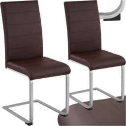 tectake Set of 2 Cappuccino Cantilever High Backrest Dining Chair - Brown - Wilko - thumbnail 3
