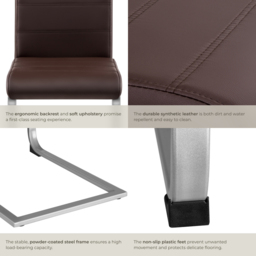 tectake Set of 2 Cappuccino Cantilever High Backrest Dining Chair - Brown - Wilko - thumbnail 6