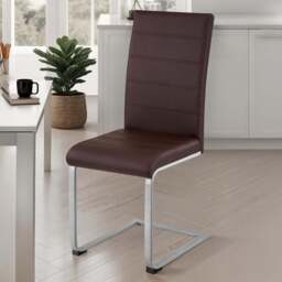 tectake Set of 2 Cappuccino Cantilever High Backrest Dining Chair - Brown - Wilko